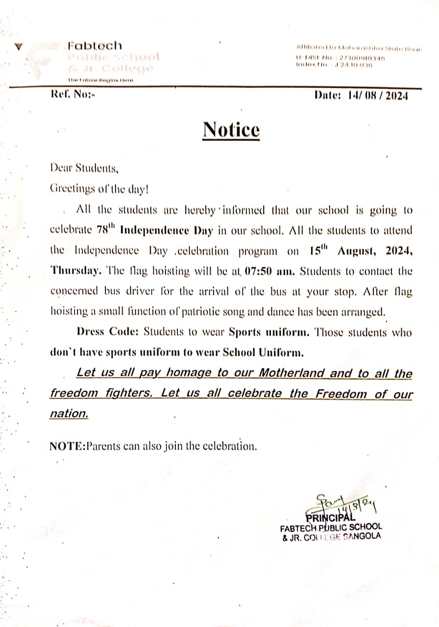 Notice 14th August 2024